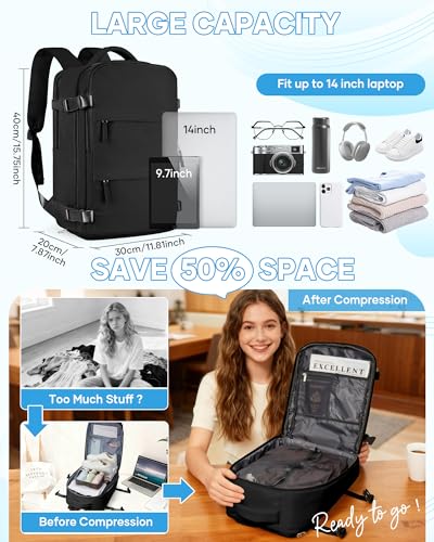 SZLX Sac à Dos Sous Vide Voyage 40x30x20 avec pompe Bagage Cabine Ryanair Wizz air Sous Vide Baggage Cabine 40x30x20 pour Ryanair Bagage à Main Easyjet Sac Ordinateur Portable Femme Homme – Image 5