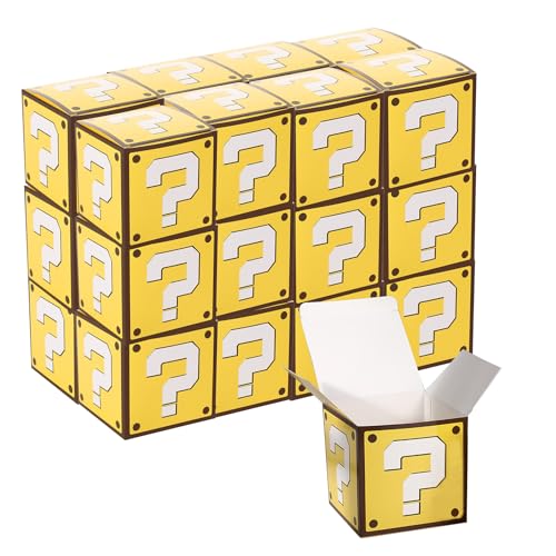 JoyHuaTrade 25 PCS Game Treat Box Video Game Birthday Decorations Party Favor Mystery Question Mark Boxes Party Supplies for Video Theme Decorations 4 x 4 x 4