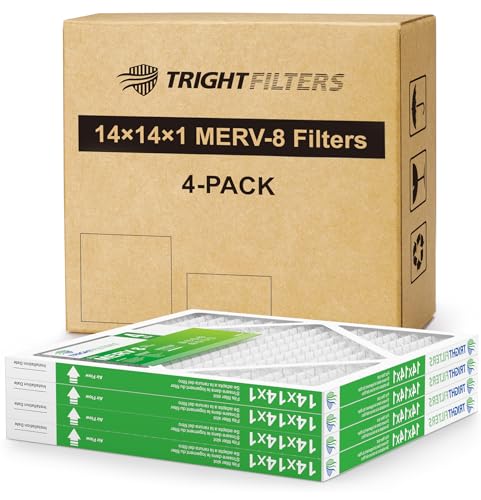 Image of TRIGHTFILTERS 14x14x1 Air Filter 4 Pack, MERV 8 Pleated Dust Defense Air Filters Replacement Air Conditioner HVAC AC Furnace Filter, Durable and Lightweight