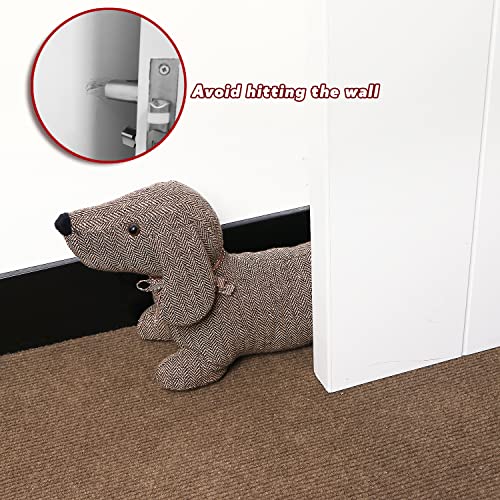 SANFERGE Niedlicher dekorativer Türstopper für Zuhause und Büro, Boden-Türstopper, Stofftier, gewichtete schwere Wandschutz, brauner Hund