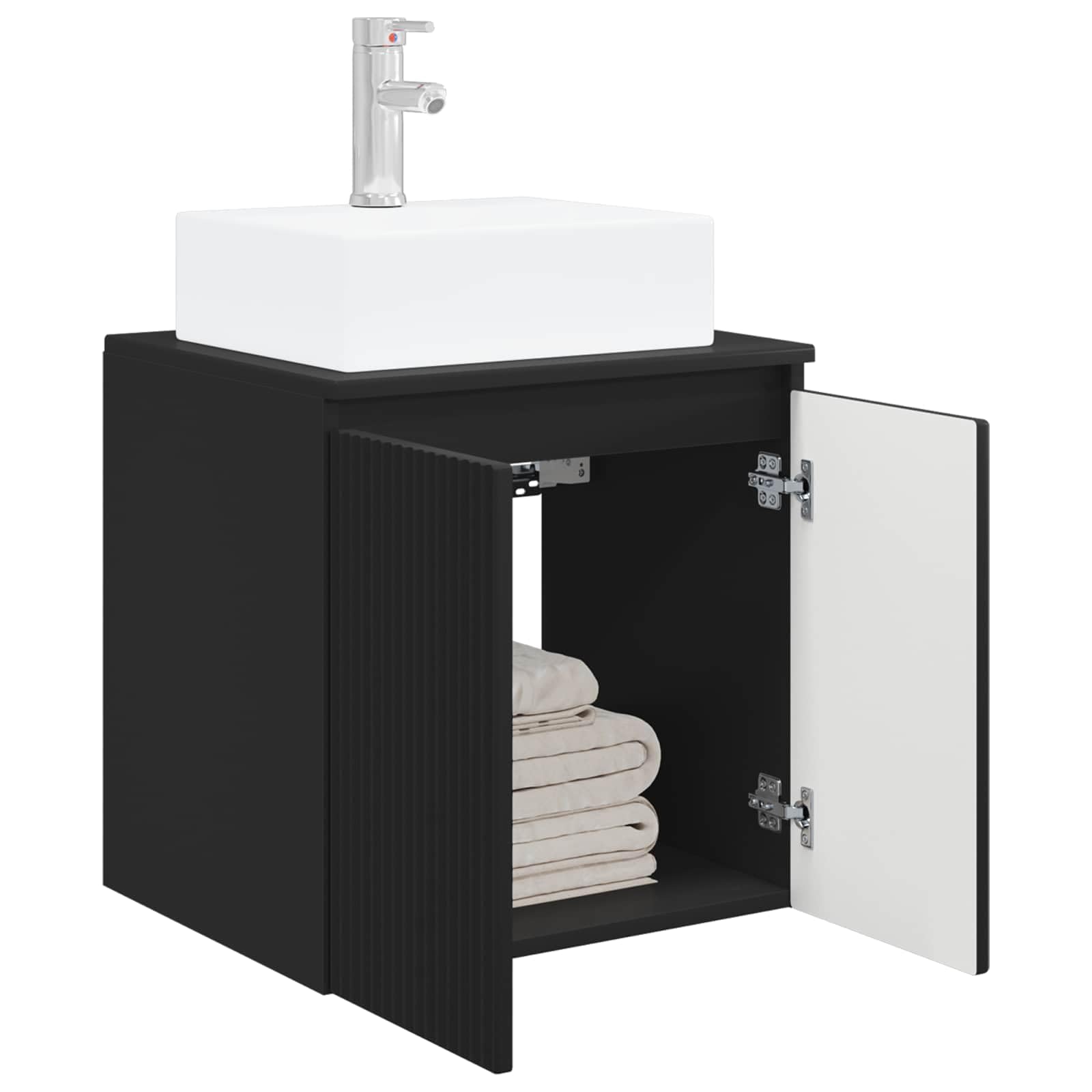 Vidaxl Black Wall-Mounted Sink Vanity 49.5 X 41 X 62.5 Cm, Modern Bathroom Storage, Contemporary Sink Vanity, Wall-Mounted Solution, Functional Design, Compact Furniture, Organized Space
