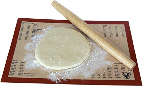 Silicone Baking Mat - Large Size Sheet (Thick & Large 15" x 23") - Non Stick Silicon Liner for Large Bake Pans & Trays - Rolling, Macaron/Pastry/Cookie/Bun/Bread Making - Professional Grade Nonstick