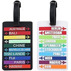 Identificador Maletas Etiquetas para Maletas de Viaje, 2pcs Identificador Maleta con Tarjeta de Identificación de Nombre PVC Etiqueta Maleta Etiquetas Maletas Viaje Tarjeta de Visita (Negro+Blanco)