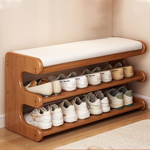 Banc de rangement en bois massif d'ébénisterie et son assise en cuir premium