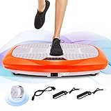 ANCHEER Fitness Plateforme Vibrante et Oscillante JF-B01C, 5 Programmes Automatiques et 3 Zones de Vibration avec Télécommande et 2 Bandes Elastiques d’Entraînements