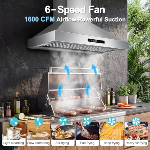 Image of 48 inch Outdoor Wall Mount Range Hood, 1600 CFM Stove Vent Hood