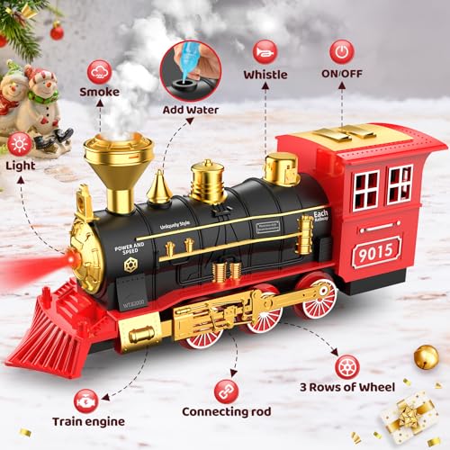 Hot Bee Elektrischer Weihnachtszug mit Dampf für Kinder und den Tannenbaum – Ansicht 2
