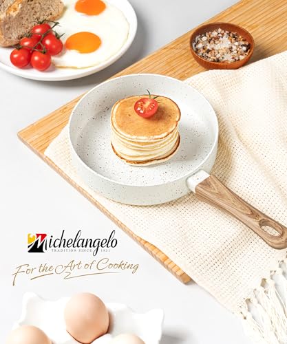 Image of MICHELANGELO Small Frying Pan Nonstick - 6 Inch Single Egg Frying Pan, Mini Skillet with Stay-Cool Handle, Non-Toxic Omelette Pan, White