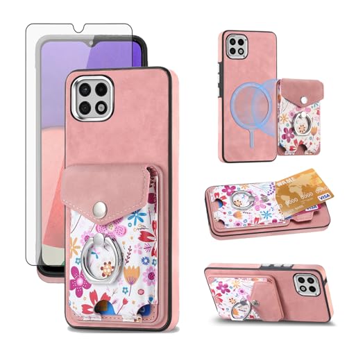 Étui portefeuille Samsung A22 5G Asuwish avec porte-carte et anneau