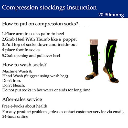 Hi Clasmix 5 Pairs Copper Compression Socks For Men & Women 20-30 Mmhg Graduated Compression Stockings For Sports Running Flight Travel Pregnancy(Black, L/Xl) #TOP4