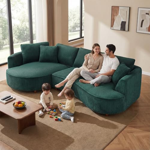122.04” Oversized Sectional Sofa,4-Seat Left Facing Chaise Curved Sofa L-Shape