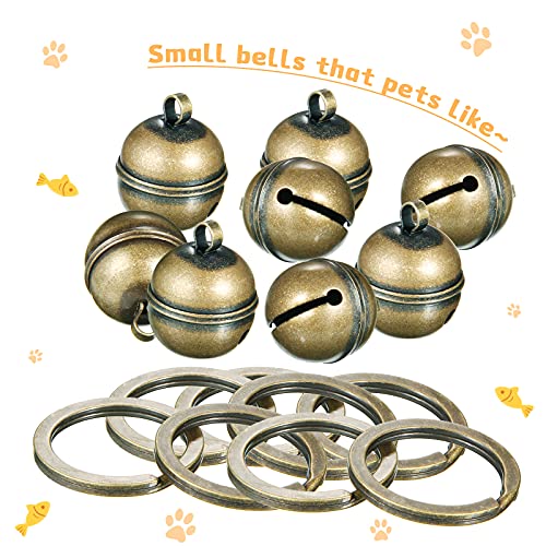 image for Maitys 8 Pieces Cat Dog Collar Bells Bronze Dog Charm Bells Brass Bell