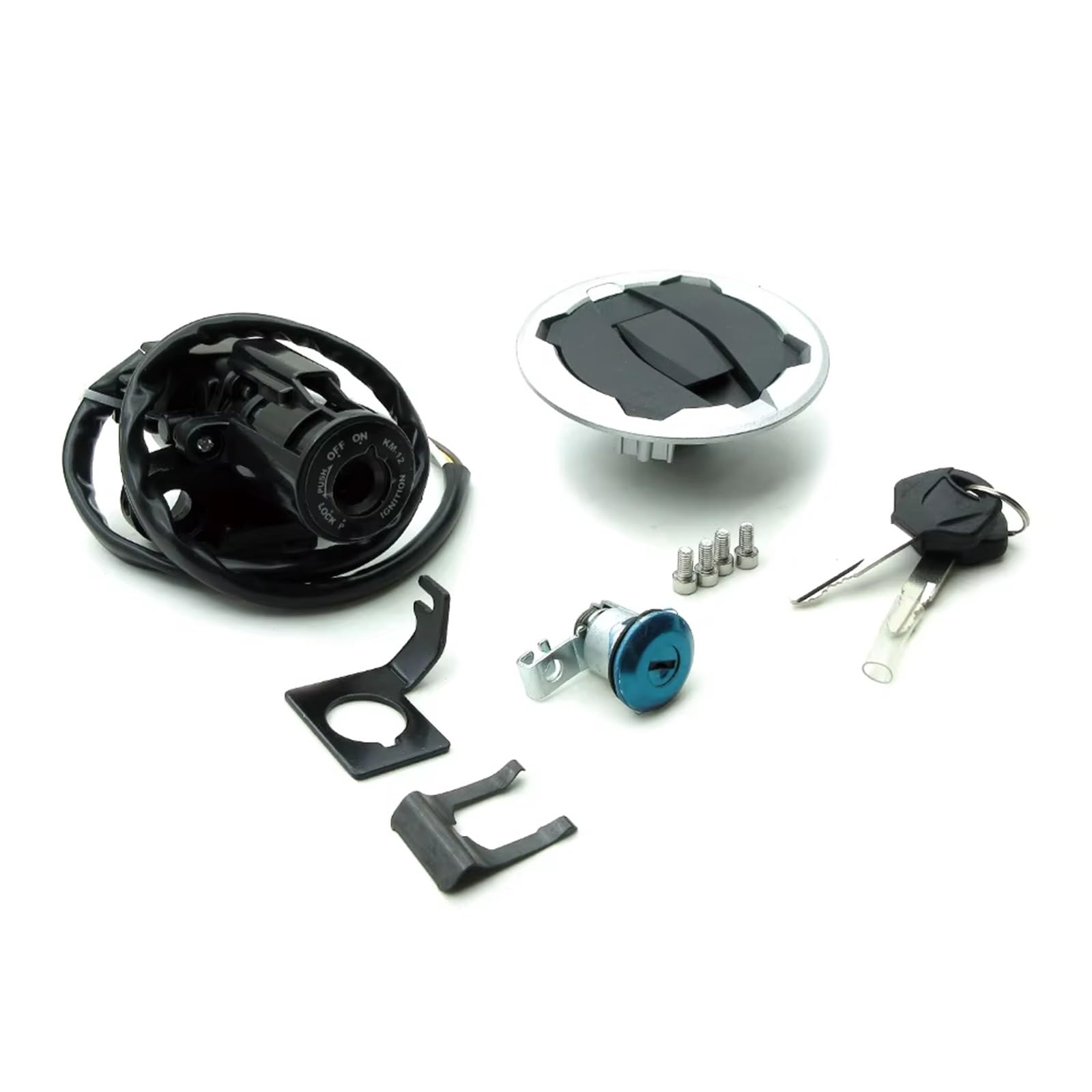 Moto Avviamento Chiave Blocco Accensione Moto Per Per Ninja 650 2017-2023 | Set Di Accessori Per Sedili Coperchio Tappo Serbatoio Della Benzina Blocco Dell'interruttore Accensione Motociclo