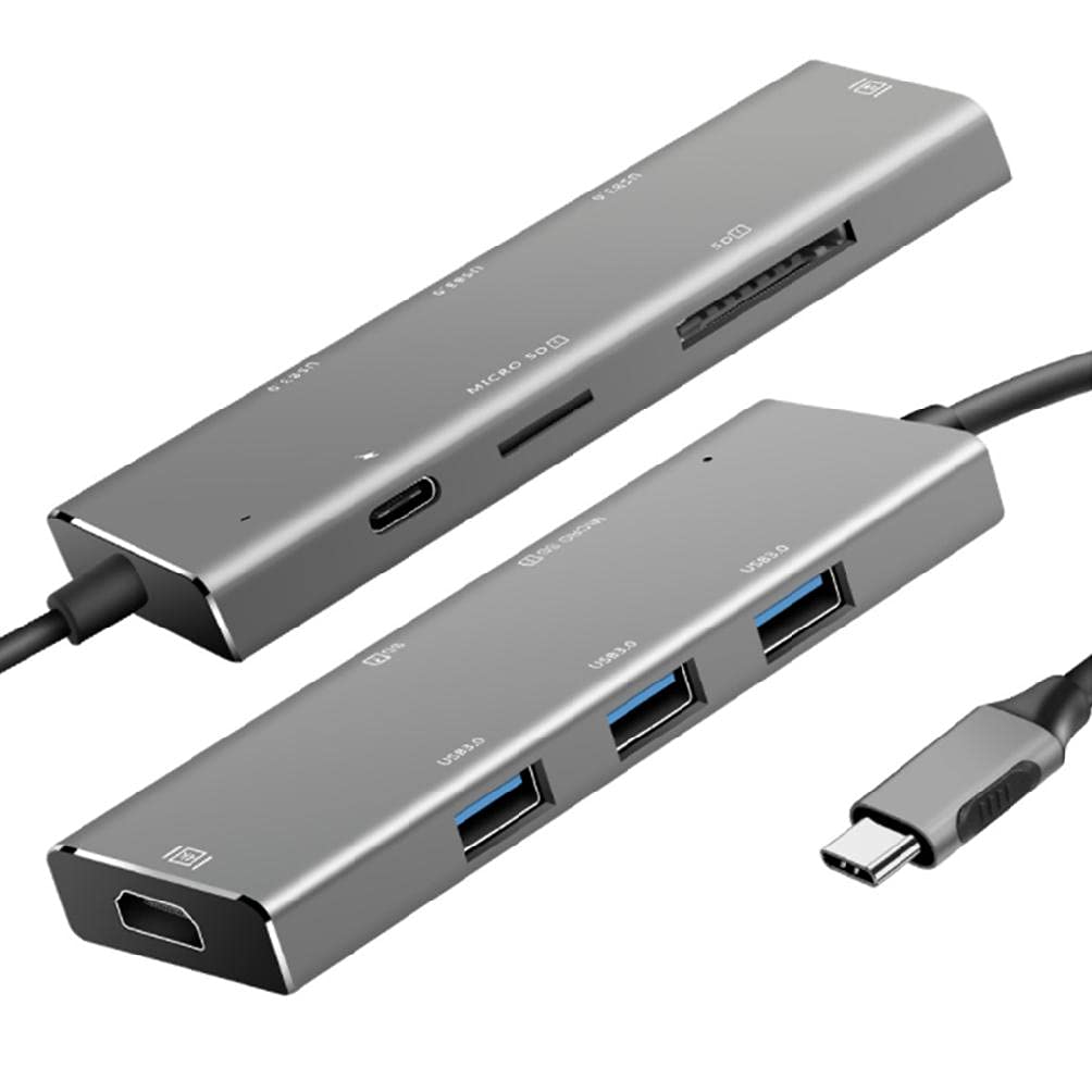 yungluner 7 Ports USB 3.0 HUB USB Extension Aluminum Alloy Fuselage Computer Accessories with Type C Power Supply Port USB Data Hub for Laptop 7 Port for Pc