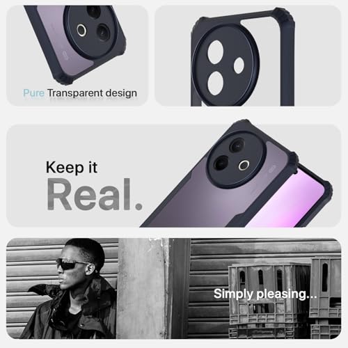 Image of Pikkme Back Cover for Vivo Y39 5G | Ultra Hyrbid | Full Camera Protection | Raised Edge | Crystal Clear Transparent Bumper Case (Blue)