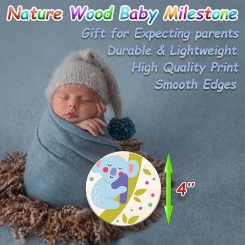 Image of Wooden Baby Monthly Milestone Cards with Birth Announcement Sign Newborn Photography Props Baby Shower Gifts for Boys and Girls (Monthly Milestone Cards)