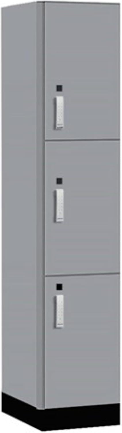 Salsbury 15" Wide Premier Wood Locker-Triple Tier-1 Wide-6 Feet High-21 Deep-Winter Fog-Silver Electronic Locks