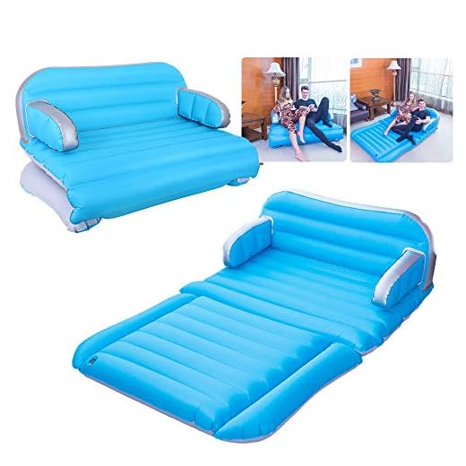 QDH SUV Air Mattress 4 in 1 Car Inflatable Mattress Upgraded Double-Sided Thickened Pongee Camping Couch Portable with Electric Pump Home Air Sofa Bed