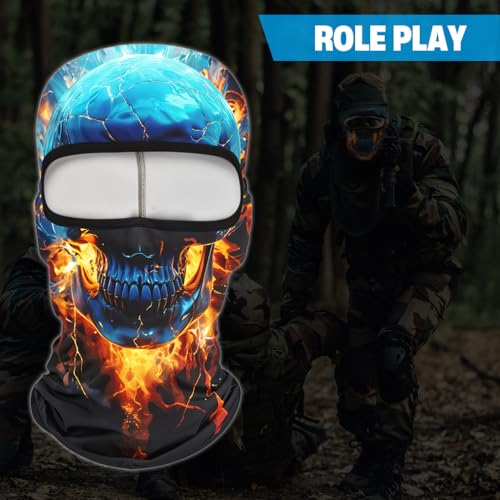 Image of Proberos Riding Face Cover Fun Ghost Face Balaclava Face Mask, for Men Women, UV Protector Full Face Cover, Breathable Cool Spandex Ice Silk Neck Protects from Wind, Sun, Dust Outdoor Activities