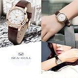 SEA-GULL Mewa męski zegarek mechaniczny, elegancki, minimalistyczny, skórzany, klamra, 30 metrów, wodoodporny, kalendarz biznesowy, męski zegarek, 32mm dial for women, pasek