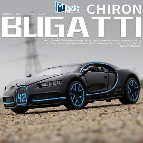 Image of 1 /32 Buggatti Chiron Model Car with Box, Zinc Alloy Pull Back Toy car with Sound and Light for Kids Boy Girl Gift?Colors as Per Stock? (Buggatti Chiron)