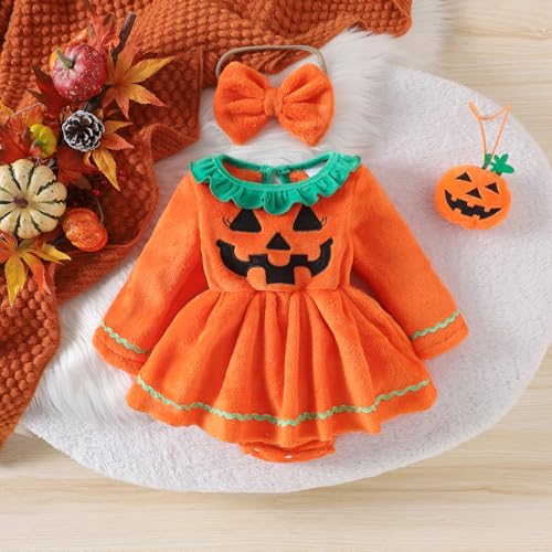 Newborn Baby Girl Christmas Dress Romper Pumpkin Gingerbread Jumpsuits Xmas Halloween Clothes Fall Winter Outfit2