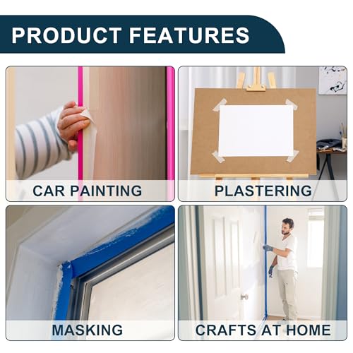 Image of Painters Tape Medium Tack Easy Removal Masking Master Tape Purple 5 Pcs 0.2cm /0.25cm /0.3cm /0.4cm /0.6cm x 25m