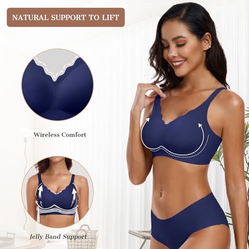 Image of OEAK Womens Wireless Jelly Bras Push Up Bralette Full Coverage No Underwire Bra Comfortable Everyday Seamless Tshirt Bras