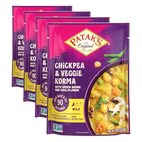 Image of Patak's Chickpeas and Veggie Korma Ready To Heat Curry, 10.05 Fl Oz (Pack of 4)