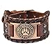Viking Wolf Bear Paw Norse Runes - Pulsera de piel para hombre, estilo retro punk
