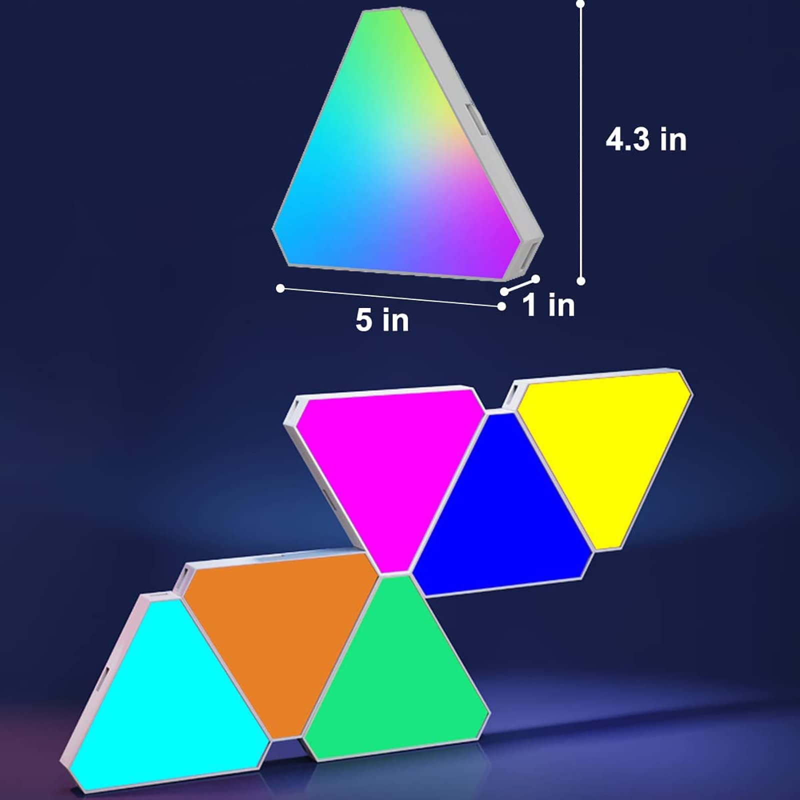 Paneles luminosos triangulares LED, aplique de pared que cambian de color, lámpara de juego inteligente RGB con control de aplicación y sincronización de música remota para dormitorio, sala de estar y