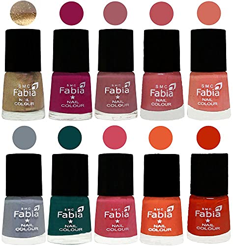 Image of ALL IN ONE (PACK OF 10), Long Lasting Glossy Nail Polish, 6 ml Each, All Vibrant Colours,01916