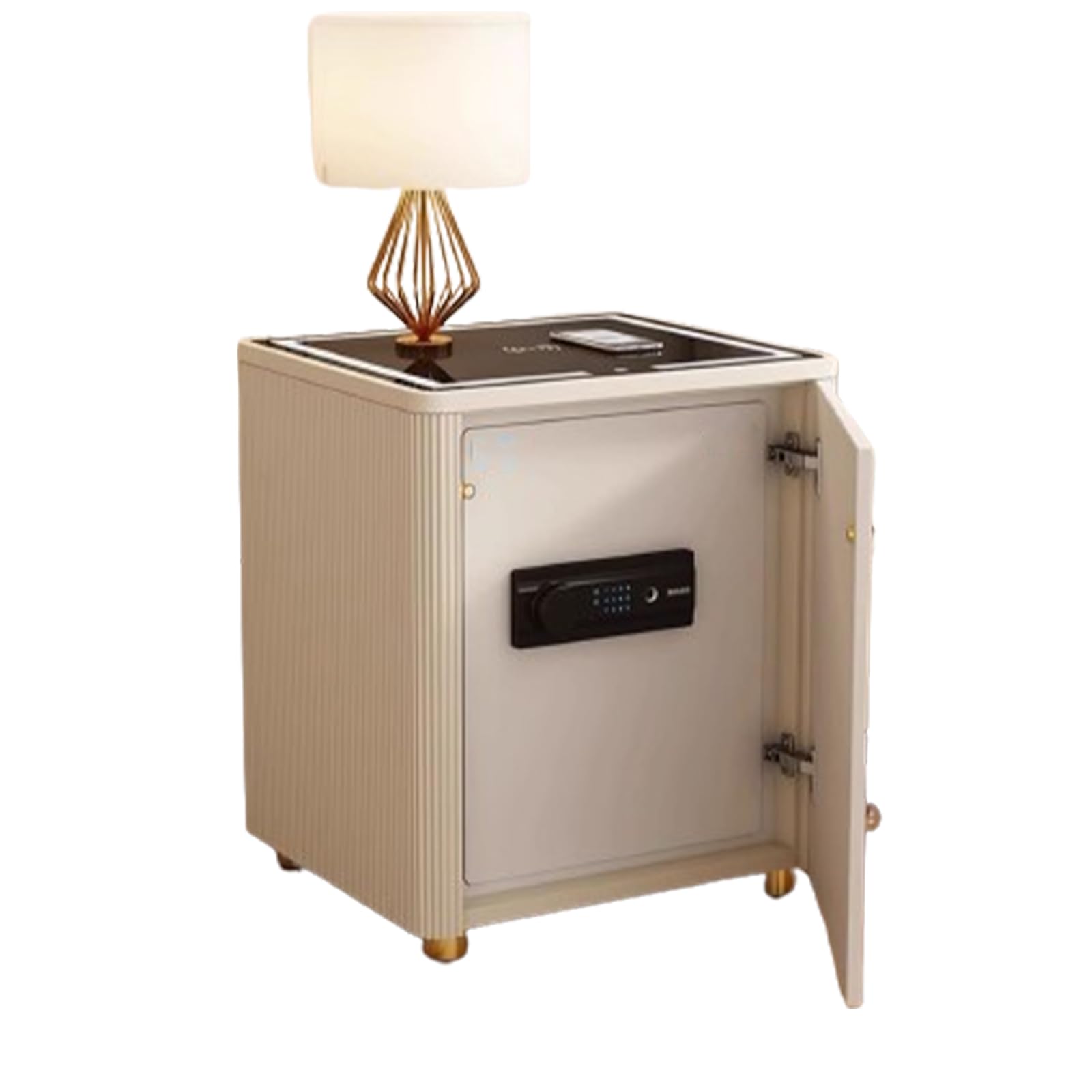 FENOKD Safe Bedside Table Integrated Home Smart Wireless Device Fingerprint Password Key Unlock with Alarm Device Large Capacity 96 Catties (Fingerprint password)