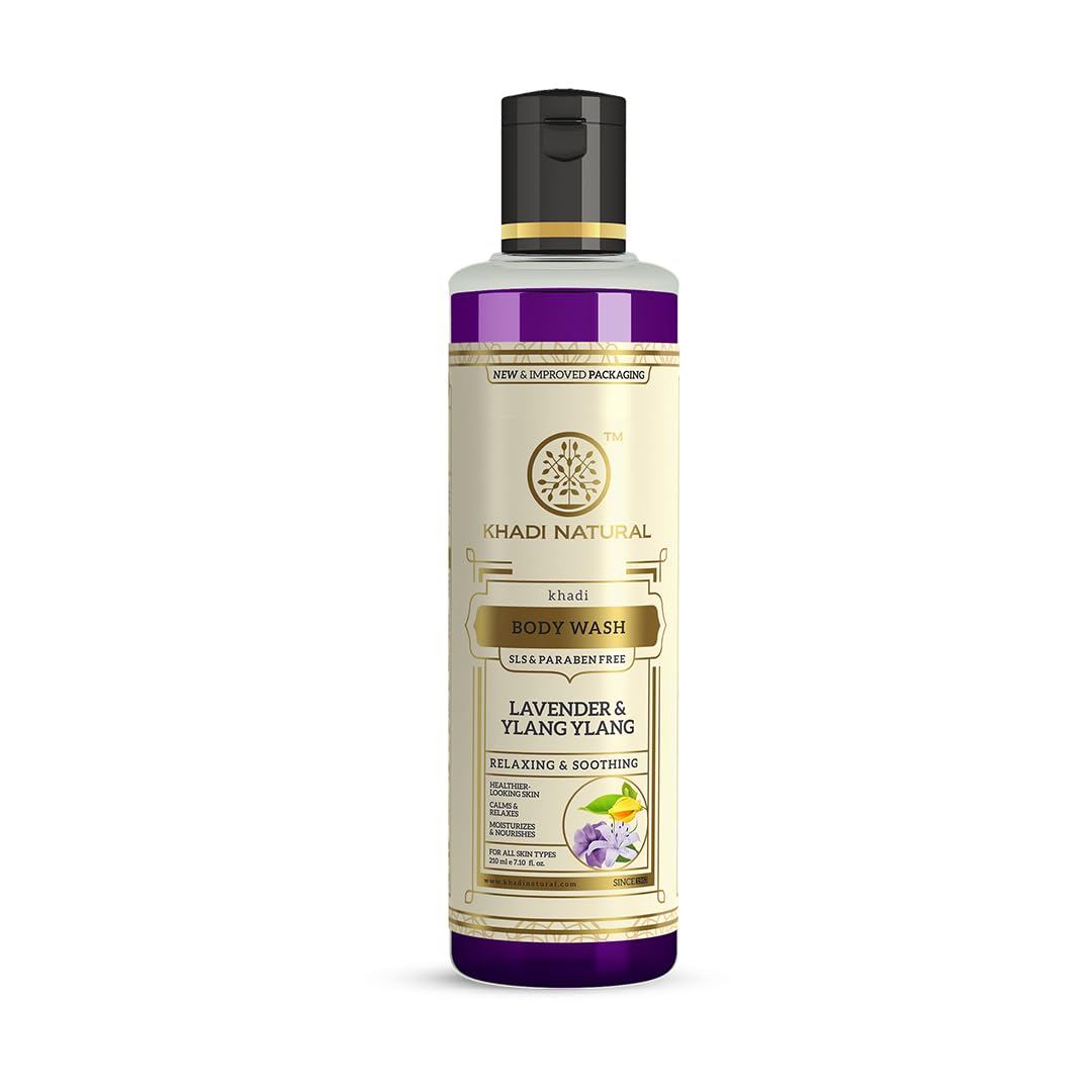 Khadi Natural Lavender & Ylang Ylang Herbal Body Wash|Gently cleanses and nourishes| Shower Gel that relax senses| Floral fragrance| Suitable for All Skin Types|210ml