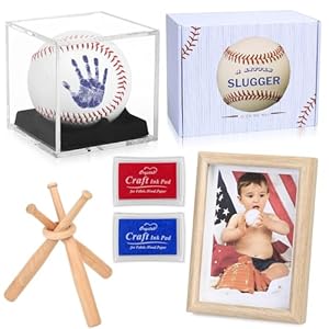 Baby Handprint & Footprint Kit with Photo Frame, Baseball Stand & Display Case – Perfect Newborn Keepsake, Baseball Baby Shower Gifts New Dad First Parent's Father's Day Gift Baby Handprint Footprint Kit with Photo Frame Baseball Stand Display Case–Perfect Newborn Keepsake Baseball Baby Shower Gifts New Dad First Parents Fathers Day Gift