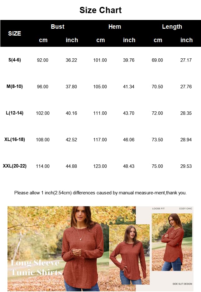 Women's Long Sleeve Sweatshirts Tunic Tops Loose Fit Dressy Crew Neck Pullover Basic Sweaters for Women 20252