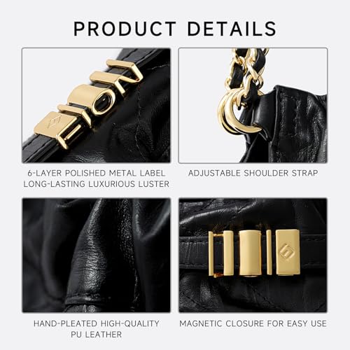 Image of FION Black Cross body Purse Hand Bags for Women,Small Leather Shoulder Hobo Bag with Chain Strap