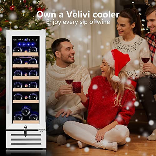 Image of Velivi Mini Wine Fridge 18 Bottle Capacity,Built-in or Freestanding Professional Wine Chiller with Quiet and Stable Temperature Control Systems.