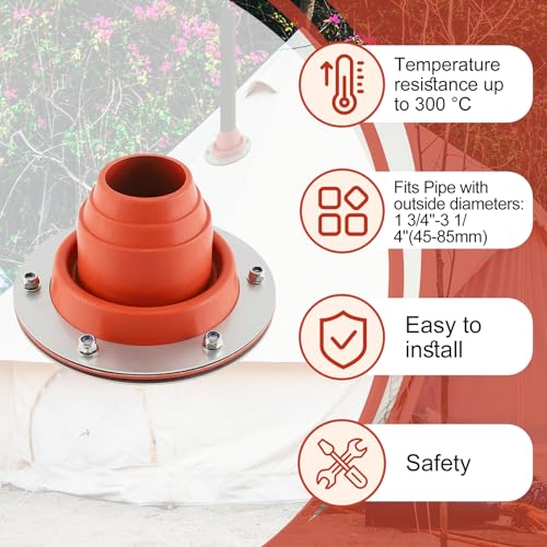 F Fityle Silicone Tent Vent Fire Resistant Round Hole Base for Outdoor Camping StyleA, Style a Red, 16x9cm/6.30x3.54inch - Image 4
