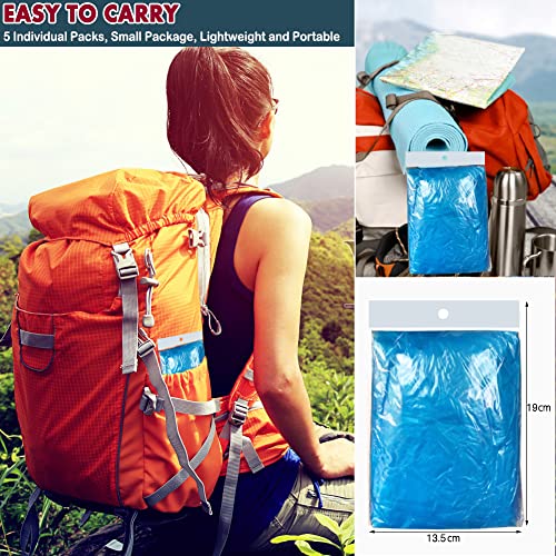 5 stuks wegwerp regenponcho's - one size regenponcho waterdichte noodregenjassen regenponcho volwassen regenjassen met… - Image 4