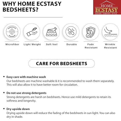 Image of Home Ecstasy Microfiber Wrinkle & Fade Resistant King Bedsheet with 2 Pillow Covers - (Size 108 x 108 inches, 140TC, Colour -Beige