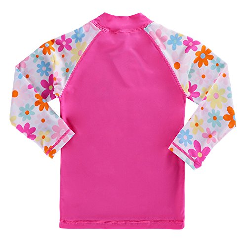 Image of Girls Two Piece Swimsuit Long Sleeve Floral Bathing Suit UPF 50+ Summer Beach Swimwear