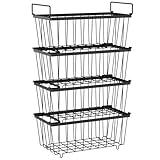 iSPECLE Freezer Organizer Bins - 4 Pack Small Stackable Deep, Bins for 7 Cu.Ft, Easy Get Bottom Foods without Digging, Chest Freezer Organizer Prevent Frozen Food Waste, Black