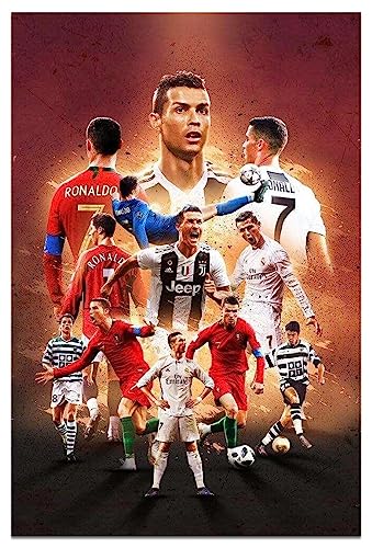 Cr7 Cristiano Ronaldo - Póster artístico de futbolista para pared, lienzo impreso, para sala de estar, dormitorio, pintura, decoración de pared de moda para gimnasio, club de fútbol, regalo sin marco,