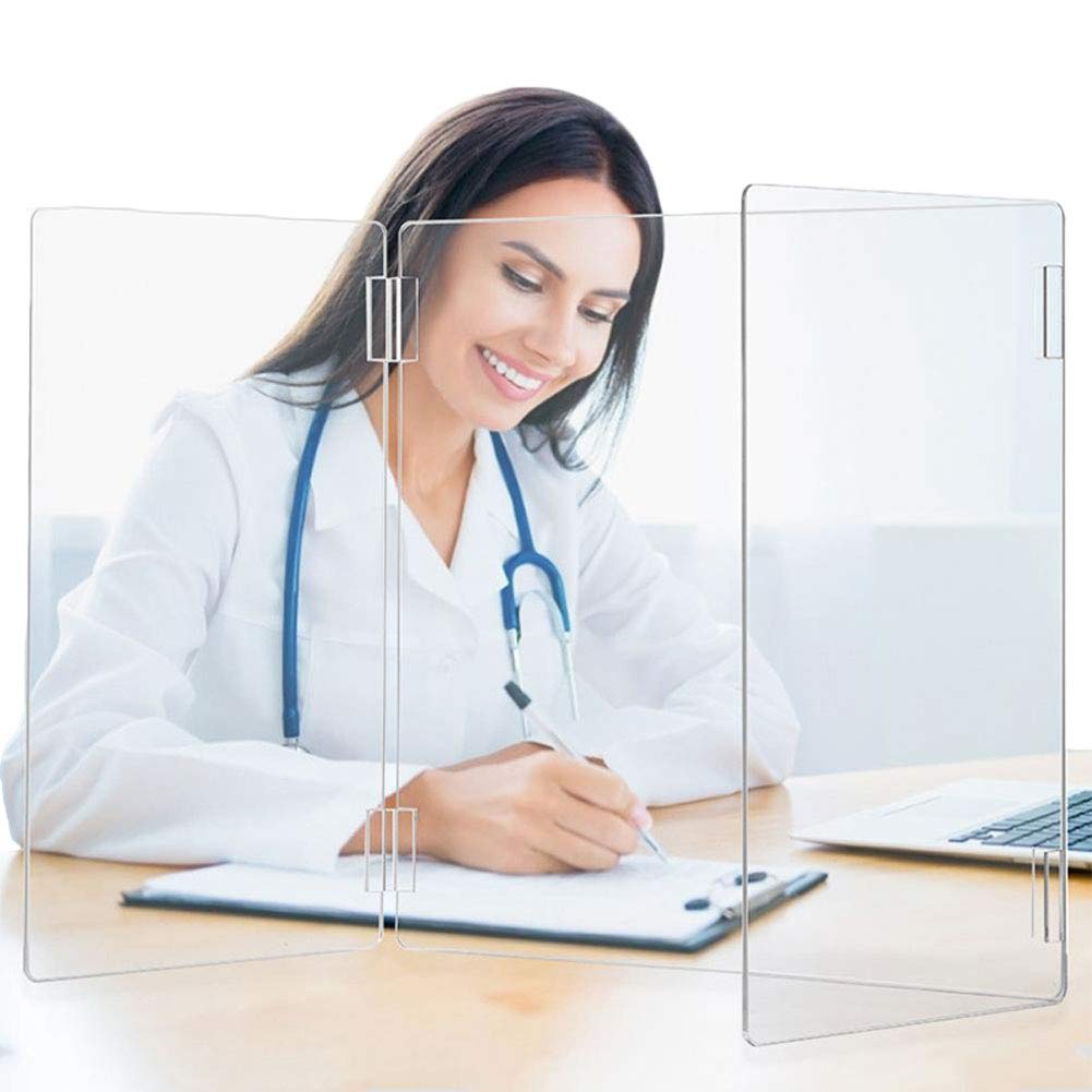 NANANA Mamparas de Protección de Metacrilato, Pantalla Protección Transparente para Colgar Farmacia Tiendas Hostelería Gimnasio Oficina, Fácil Montaje, Tamaño, 600x400x200MM