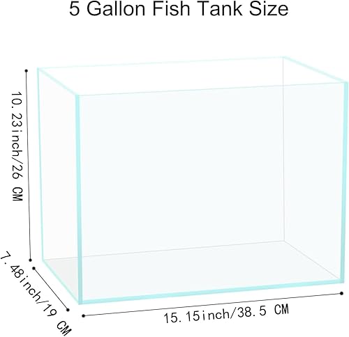 3 Gallon Glass Fish Tank, Easy to Maintain Small Aquarium for Betta/Goldfish/Snails/Shrimp and Aquatic Planting.(5 Gallon)