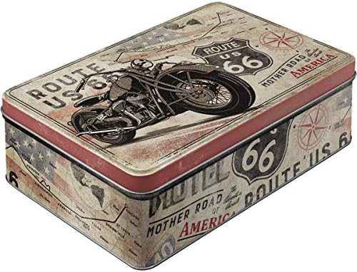 Nostalgic-Art 30752 30752-US Highways-Route 66 Bike Map, Storage Tin Flat, Steel