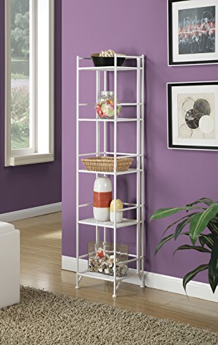 Image of Convenience Concepts Xtra Storage Shelves - 5-Tier Folding Metal Storage Shelves, Closet Organizer for Office, Laundry Room, Bedroom, Garage, Kitchen, Bathroom, White