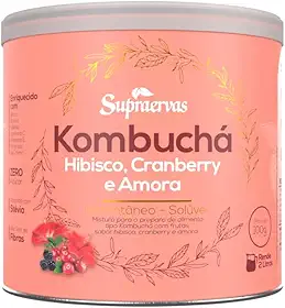 Supraervas Kombucha em Pó 200g - 3 Sabores (Hibisco, Cranberry e Amora) - 20 Porções - Chá em Pó