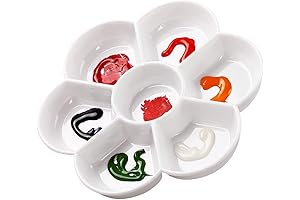 Mosaic Palette - 7 Well Flower Watercolor Paint Tray Plastic Painting Dish For Easy Wash